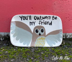 Edgewater Miami Color Me Mine Owl Plate