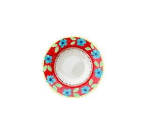 Edgewater Miami Color Me Mine Floral Red Rimmed Bowl