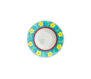 Edgewater Miami Color Me Mine Floral Blue Rimmed Bowl